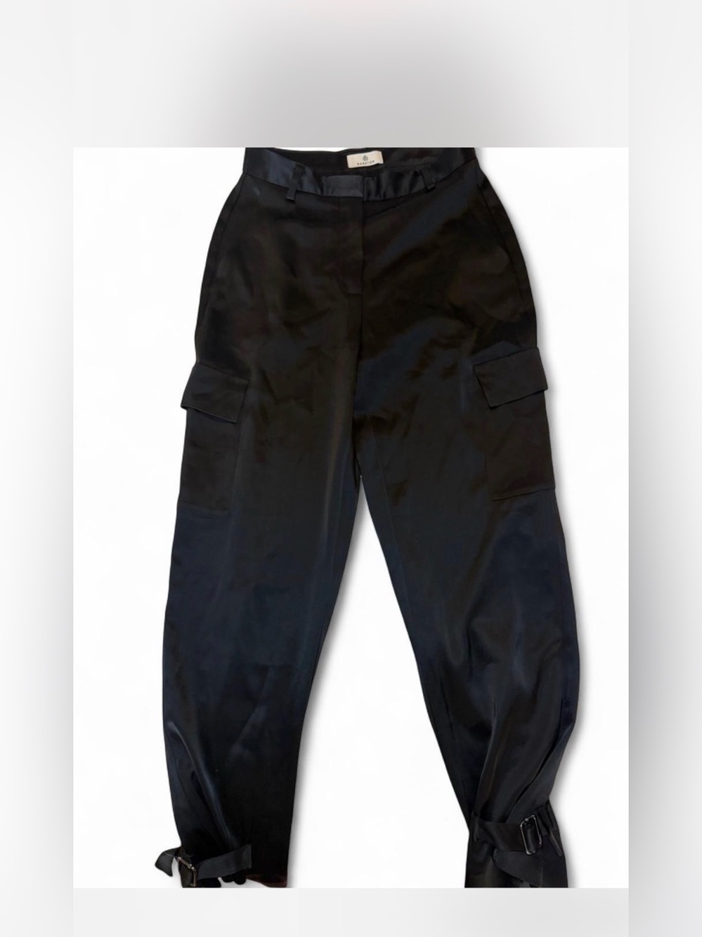 Aritzia Black Satin Cargo Jogger Pants
